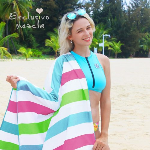Exclusivo Mezcla Microfiber Beach Towel - Quick Dry, Lightweight & Sand-Free | Multicolor, 30x60 Inches