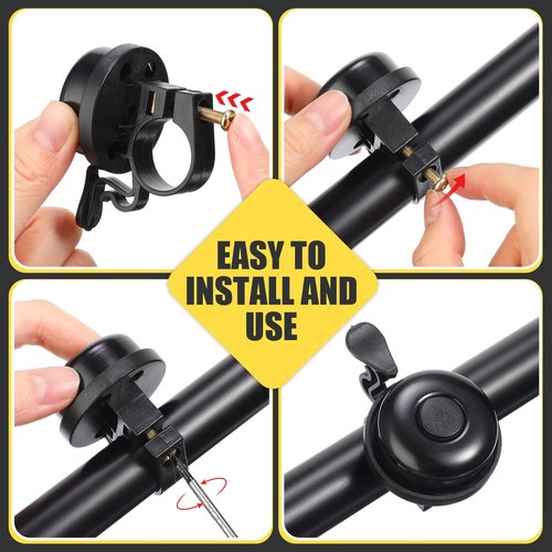 Datanly 20 Pcs Bike Bells Bulk Aluminum Loud Crisp Bicycle Bell Clear Sound Mountain Bike Accessories Easy Installation for Boys Girls Adults Kids, Black (Classic Style)