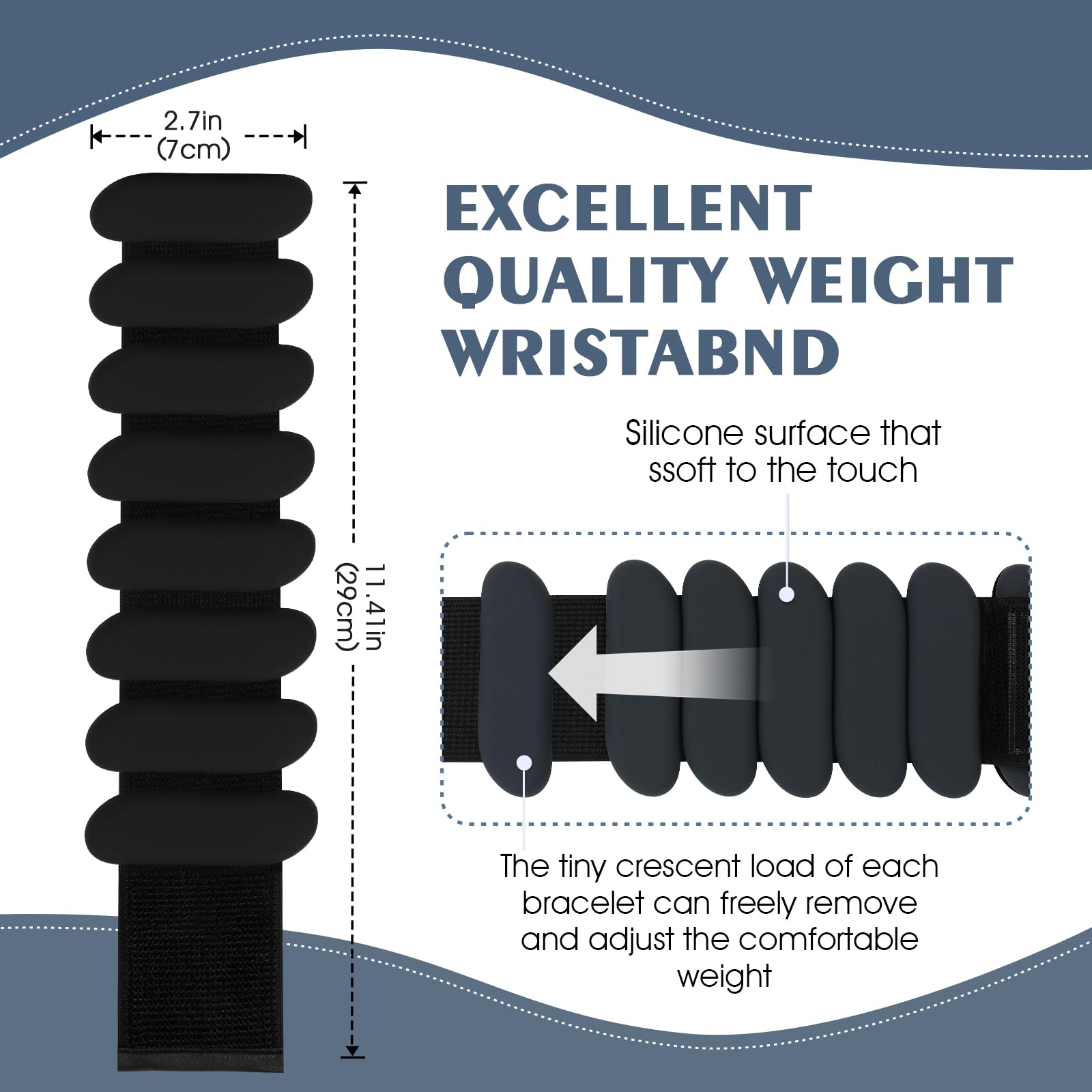 Wrist Weights Set of 2(1Lbs Each), Wearable Ankle Weights, Arm and Leg Weights for Women Men, Adjustable Bangles for Walking, Yoga, Swimming and Gym (Black)