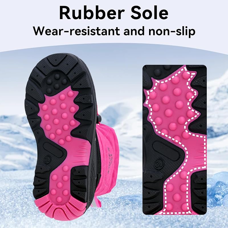 Snow Boots for Kids Waterproof Insulated Rose 11 - Little Kid, Iceface