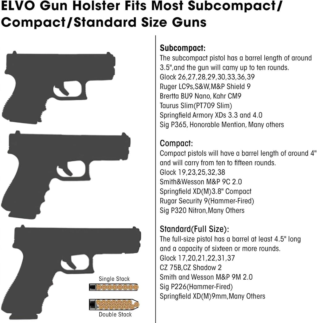 Skiennix Universal IWB Gun Holster - Concealed Carry for All Firearms | 2 Pack, Fits S&W, Glock, Sig Sauer