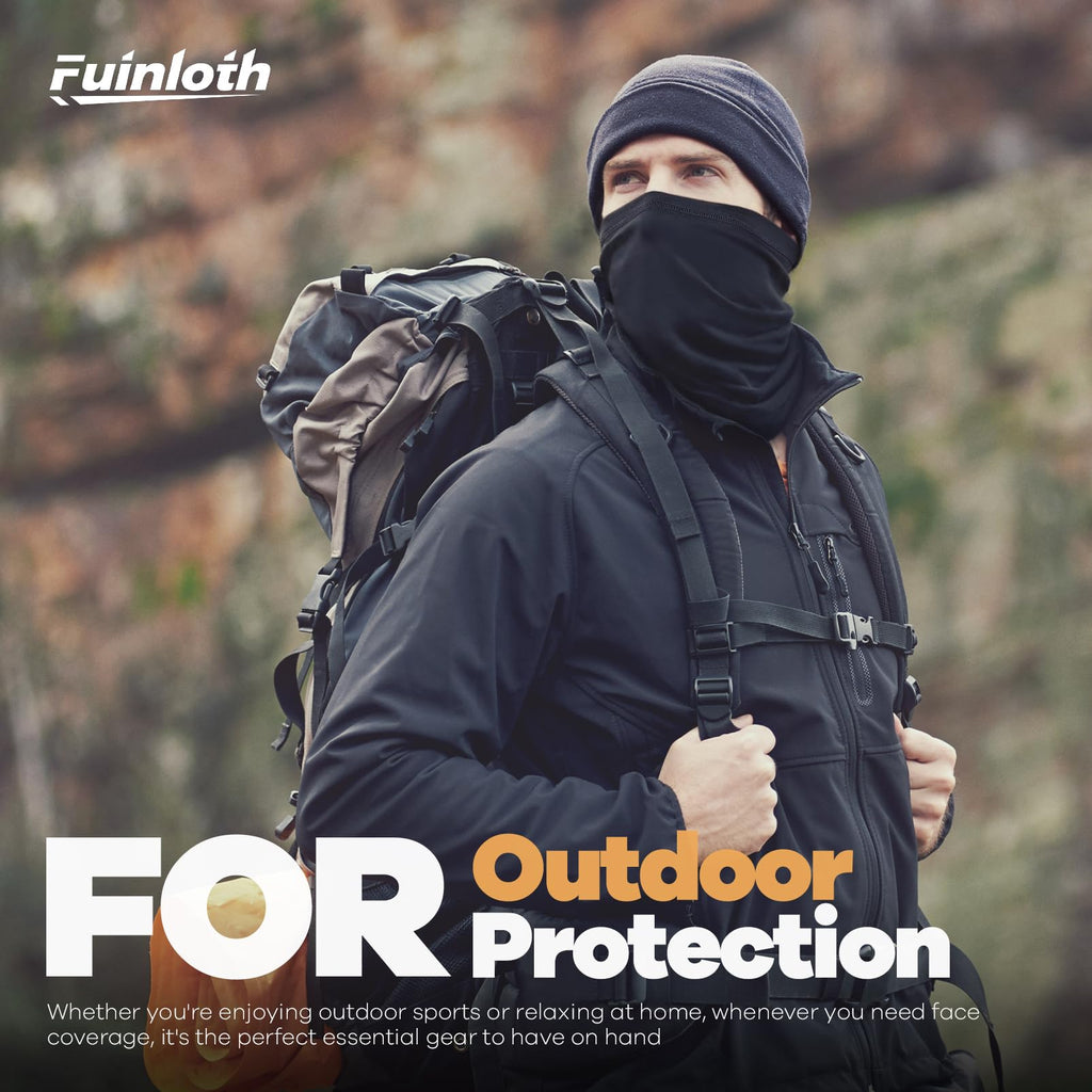 Fuinloth Neck Gaiter, 6 Pack Cooling UV Protection Bandana Face Mask Gator Scarf for Men Women Black+Gray+White+Green+Navy+Brown