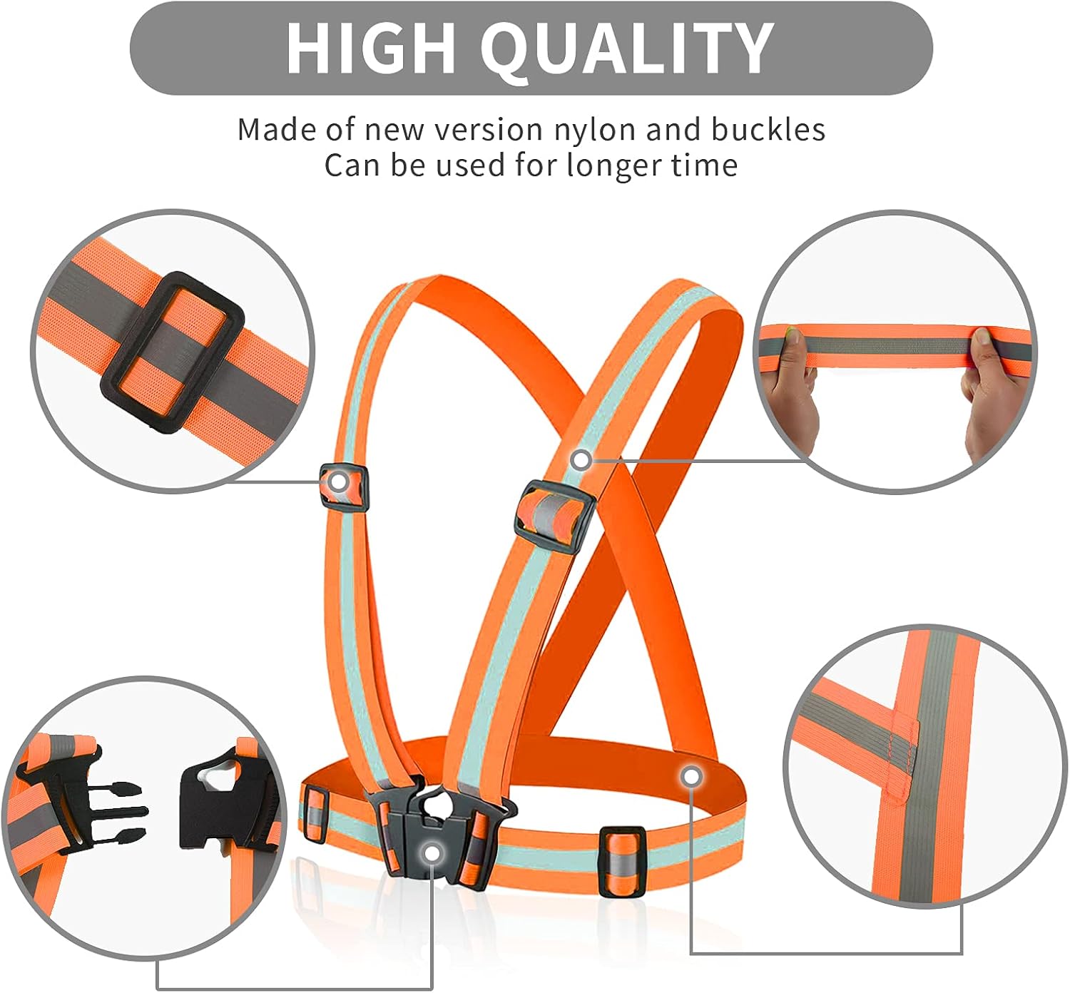 Skiennix Reflective Running Vest - High Visibility Safety Straps for Enhanced Protection | Lightweight Design