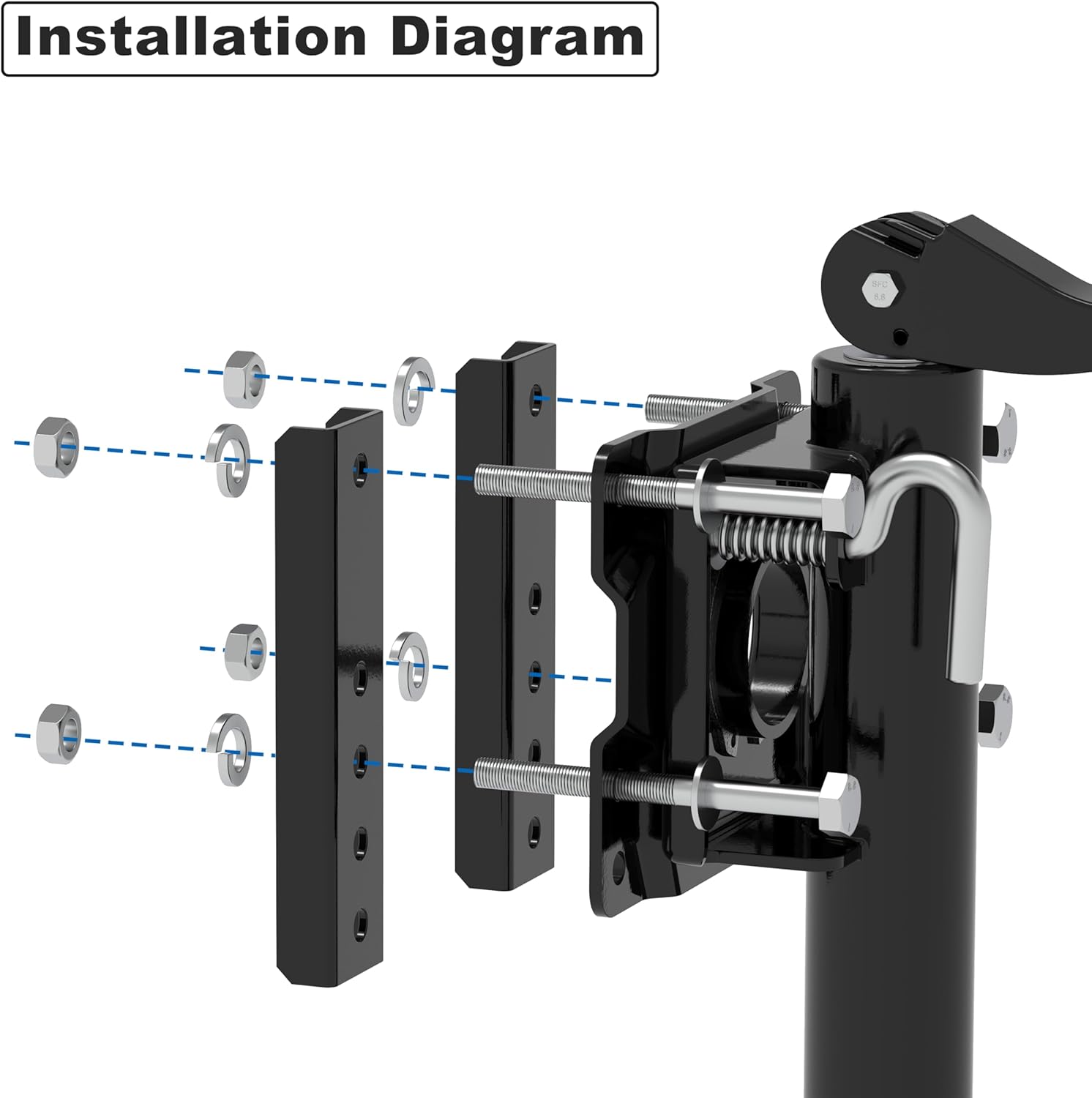 Swivel Bolt-On Trailer Jack - 10" Vertical Movement with Mounting Hardware | 1000 lbs Capacity