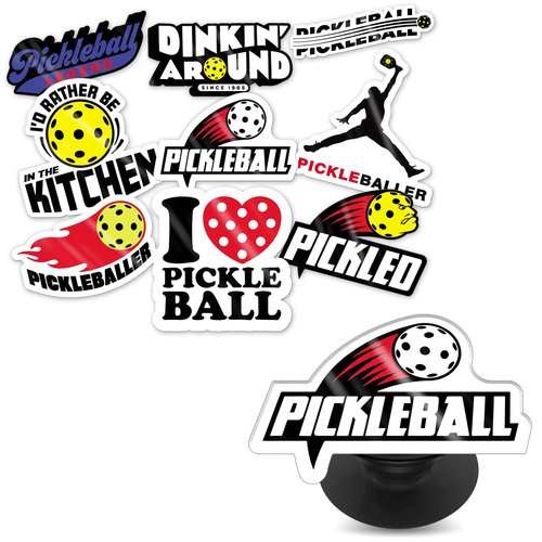 Pickleball 3D Sticker Set – 1 Raised 3D Pickleball Decal + 9 Vinyl Stickers – Fun Accessories & Gifts for Players