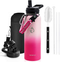 Skiennix Insulated Water Bottle - 40 Oz Triple Wall Vacuum Stainless Steel | Cold for 48 Hrs, Leak Proof, Ombre Pink