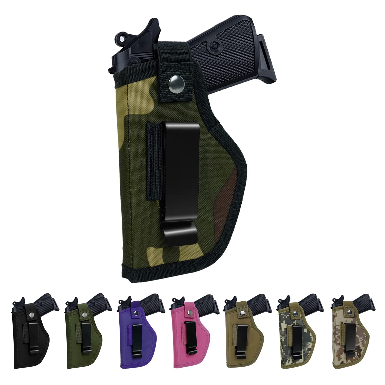 Universal Gun Holsters for Men Women, IWB/OWB 9mm Holsters for Pistols Right Left, 380 Gun Holster, Concealed Carry Holster Fits S&W M&P Shield Glock 17 19 26 27 42 43 Revolver, Similar Handguns
