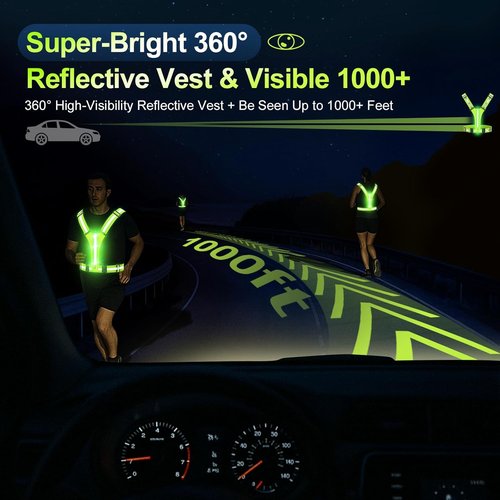 LED Reflective Vest - High Visibility Rechargeable Light-Up Running Gear for Night Safety | Adjustable for Men & Women