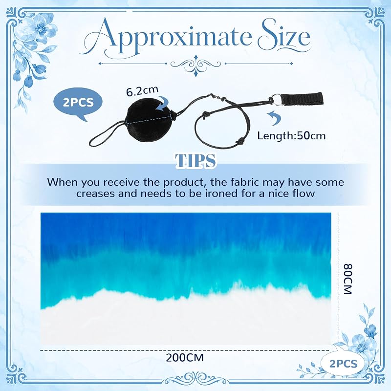 Lake Blue 2 Sets Silk Veil Poi with Balls – 78.74 x 31.5 Inches, 4-Pack