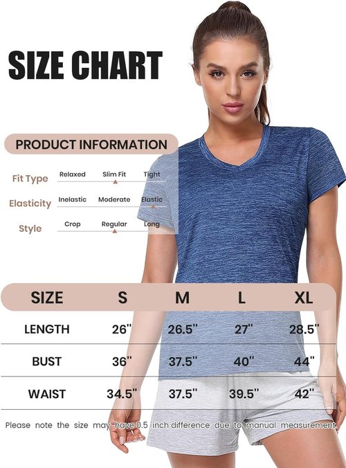 5-Pack Women's Short Sleeve Dry Fit T-Shirt Moisture Wicking Athletic V-Neck Tee