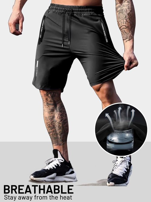 Hidkat Men's Athletic Shorts - Lightweight Quick-Dry Gym & Running Shorts with Zipper Pockets