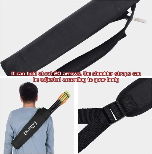 Elong Adjustable Archery Back Arrow Quiver Holder - Upgraded Quiver for Compound & Recurve Bows | Ideal for Youth & Adults