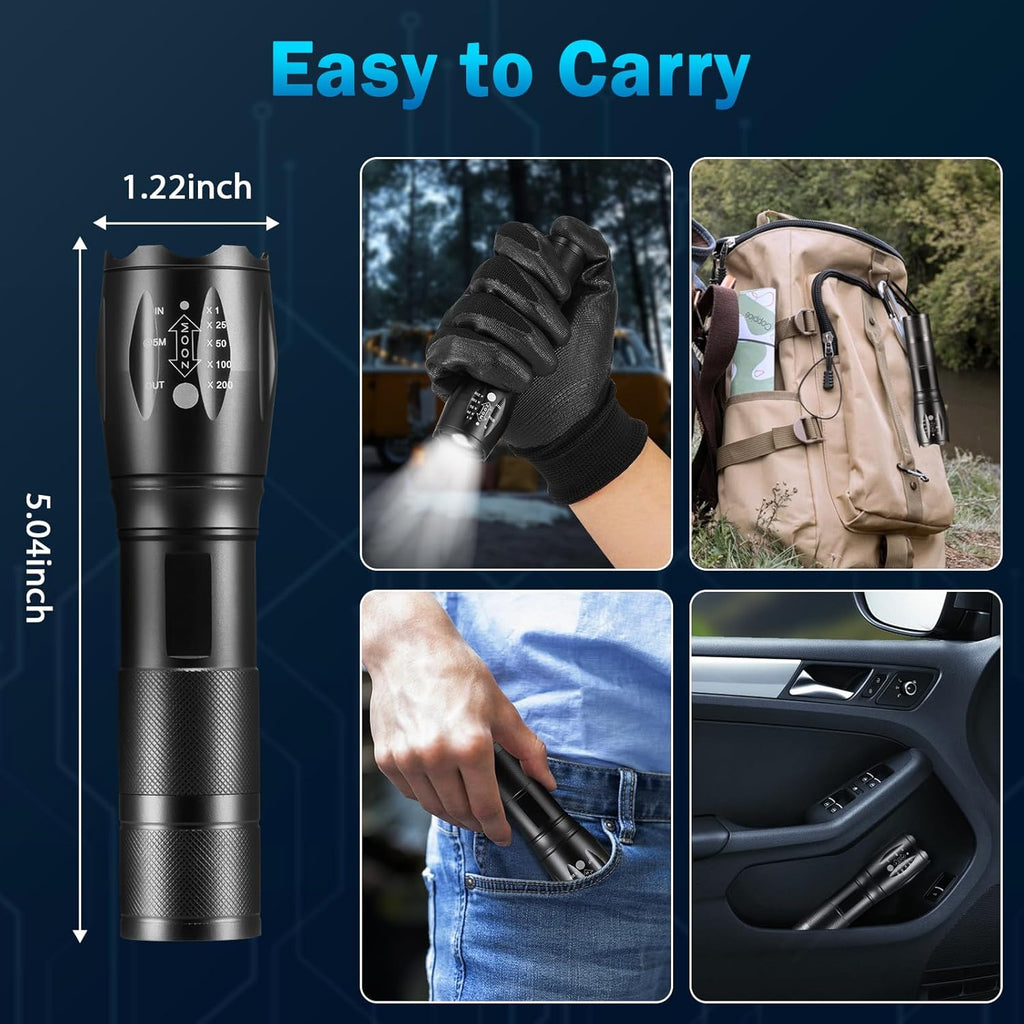 Skiennix 6-Pack LED Flashlights - High Lumens Tactical Design | 5 Modes for Home & Camping