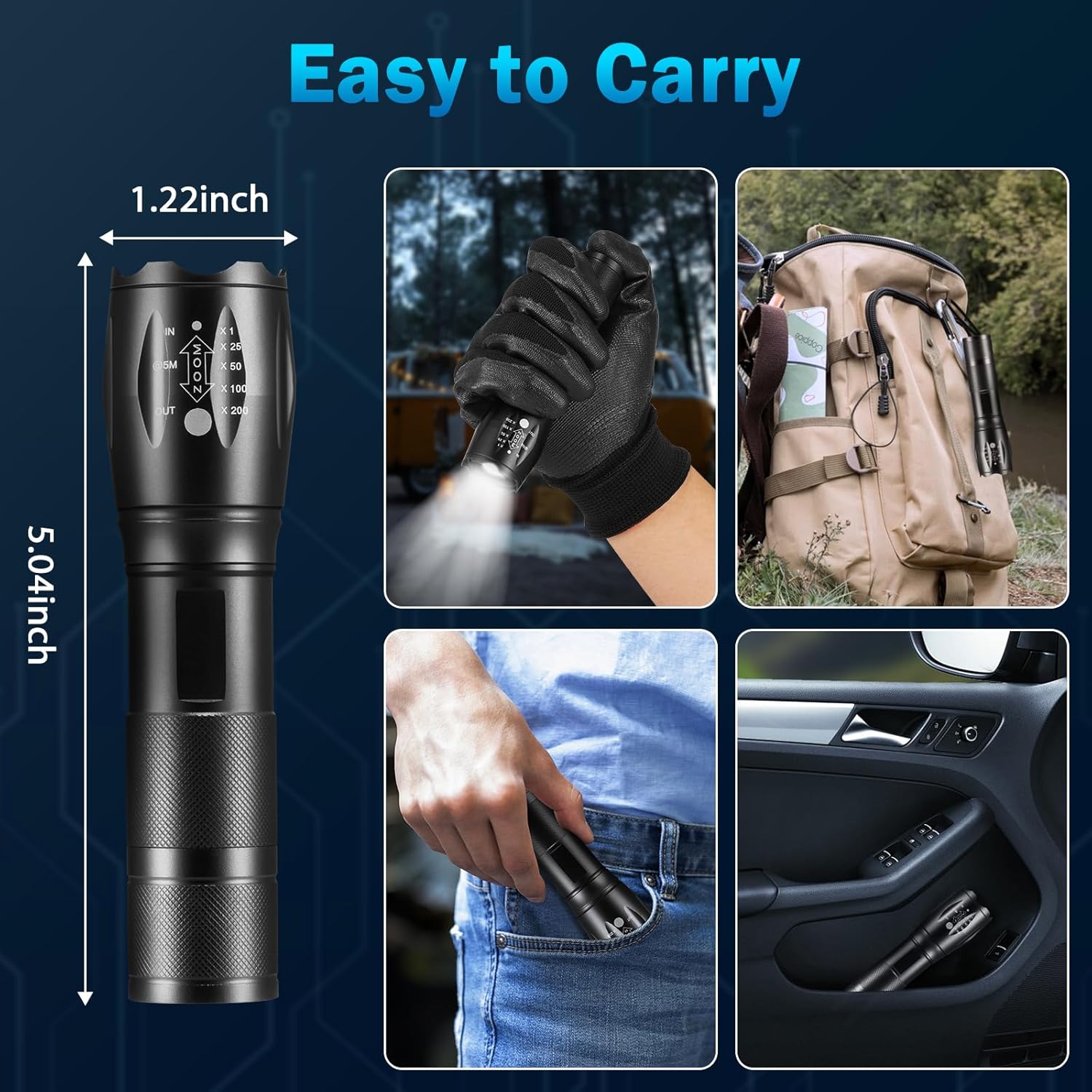 Skiennix 6-Pack LED Flashlights - High Lumens Tactical Design | 5 Modes for Home & Camping