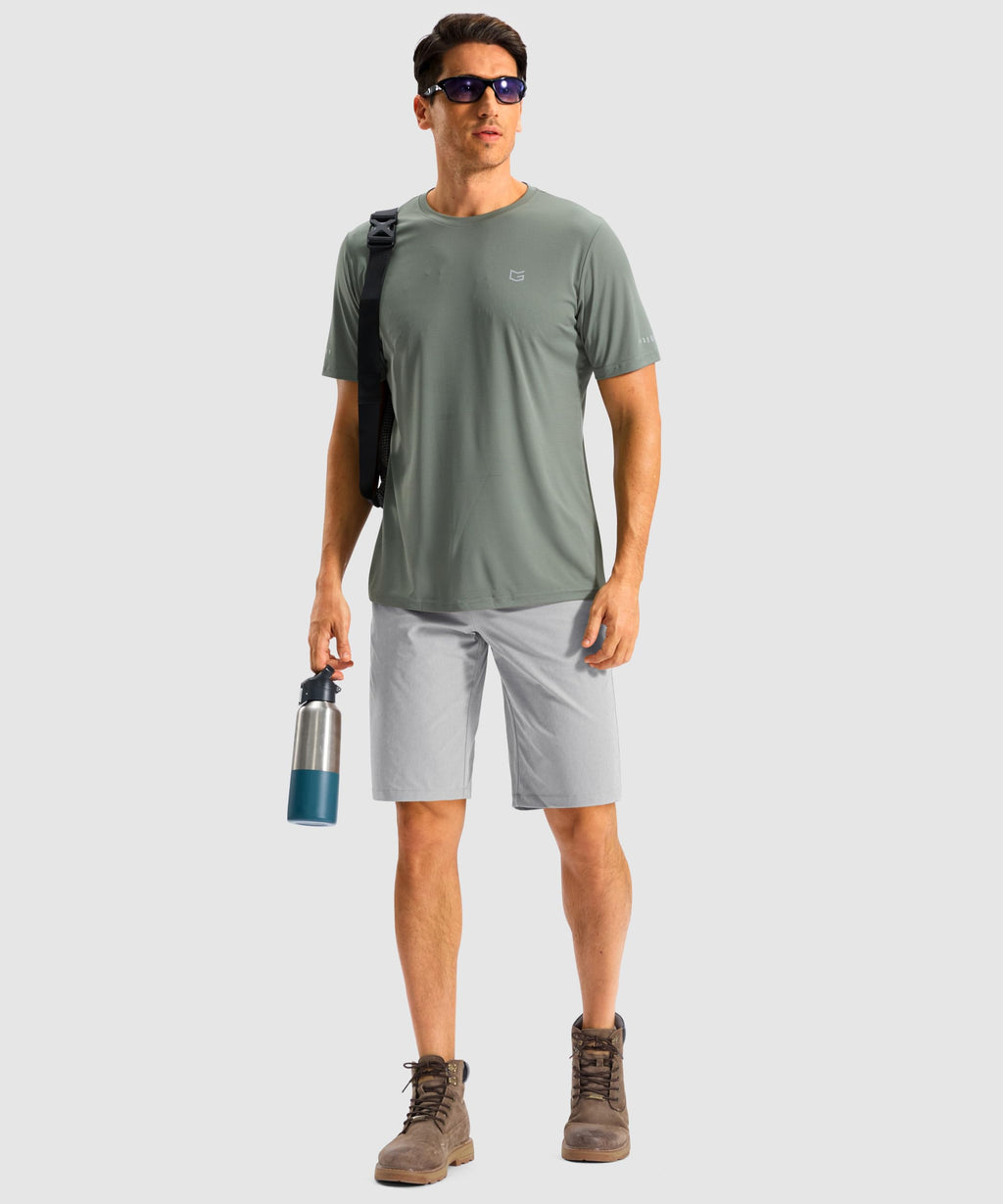 G Gradual Men's Casual Shorts 11" Long Lightweight Golf Shorts for Men Hiking Work Outdoor Stretch Quick-Dry with 3 Zipper Pockets