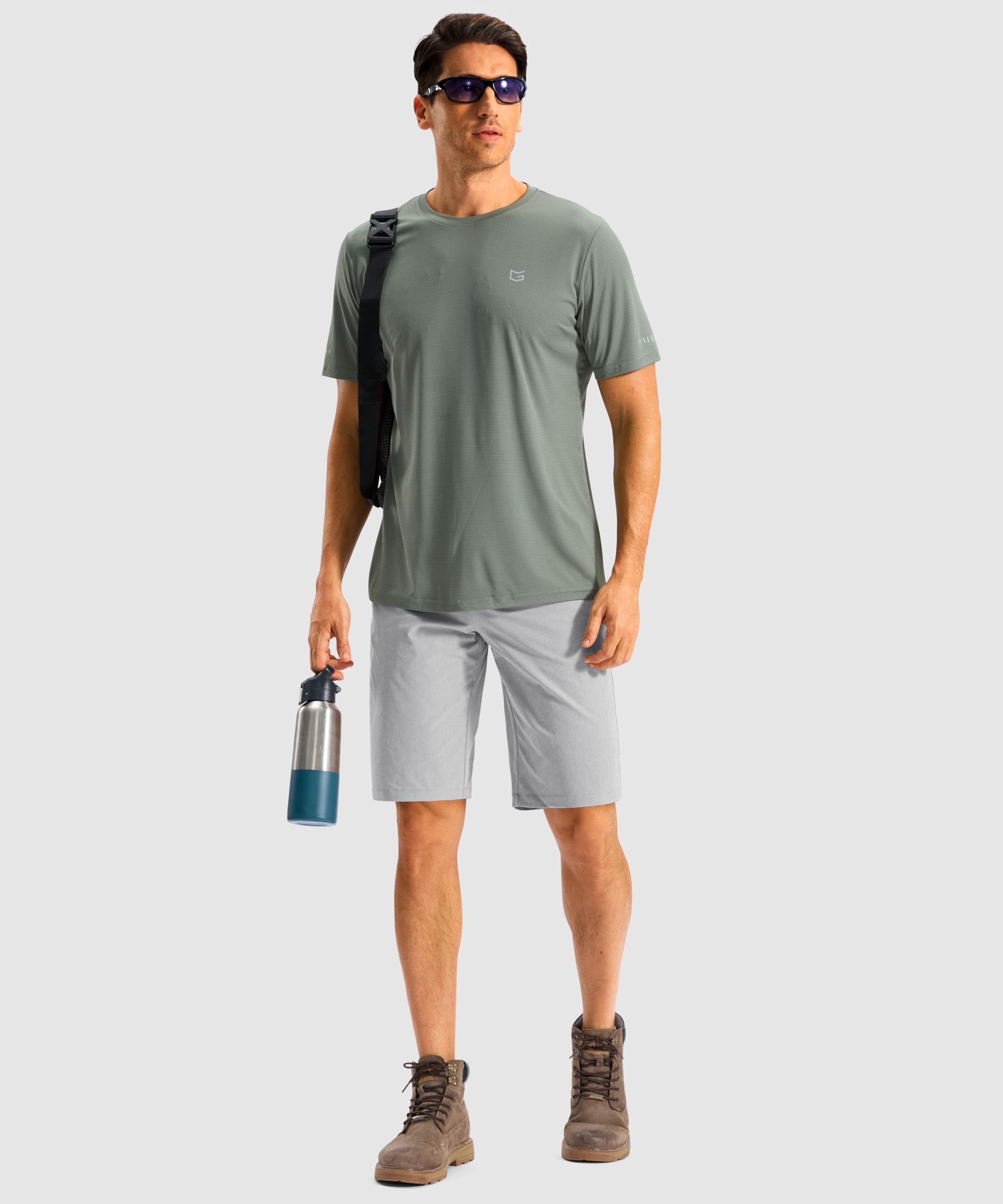 G Gradual Men's Casual Shorts 11" Long Lightweight Golf Shorts for Men Hiking Work Outdoor Stretch Quick-Dry with 3 Zipper Pockets