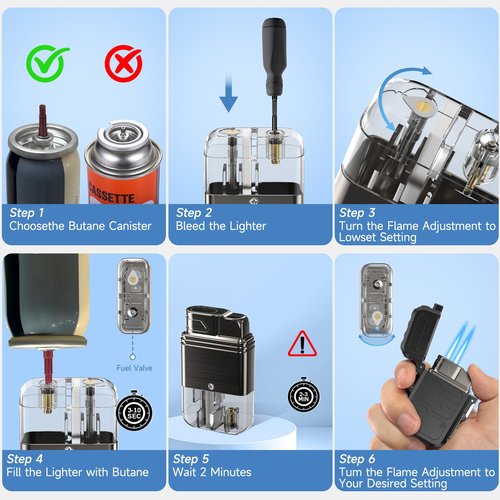 TOPAKY Torch Lighter, Waterproof Windproof Dual Flame Butane Lighter, Refillable Mini Gas Torch Lighter for Candle Fireworks Camping Hiking Tactical Gear (Not Prefilled)