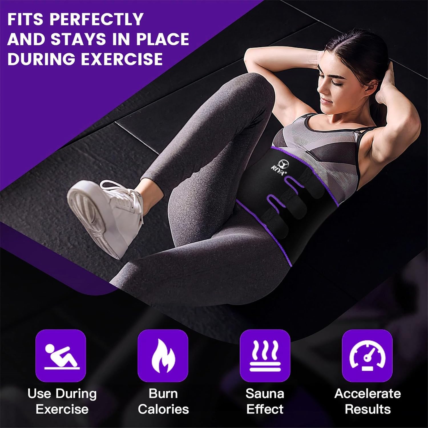 RIYA Waist Trimmer | Sweat Waist Trainer for Effective Weight Loss - Adjustable Size for Men & Women