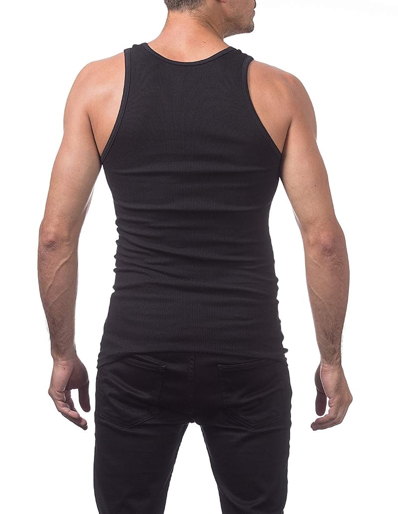 Pro Club Men's Premium Ringspun A-Shirt Tank Top – 3 Pack, Black, XL