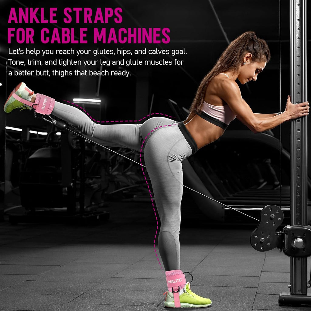 WALITO Gym Ankle Straps - Glute Kickback Cuffs for Women | Cable Machine Accessories for Lower Body Workouts