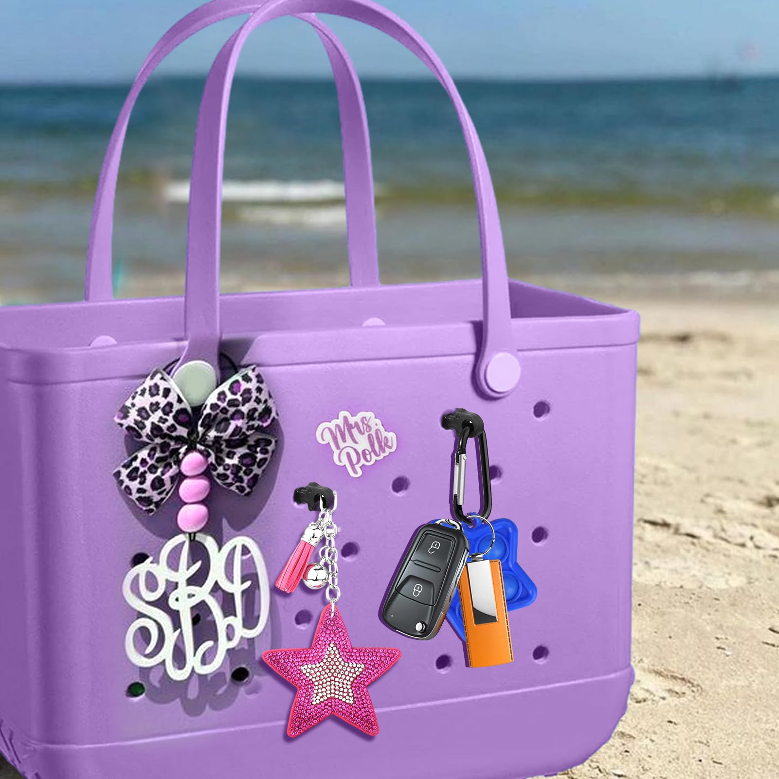 Mity rain Key Holder for For Bogg Bag, Accessories for Bogg Bags Original X Large, Insert Charm Carabiner Keychain Compatible with Bogg Bag Beach Tote Bag for Finding Your Keys In Your Bag Quickly