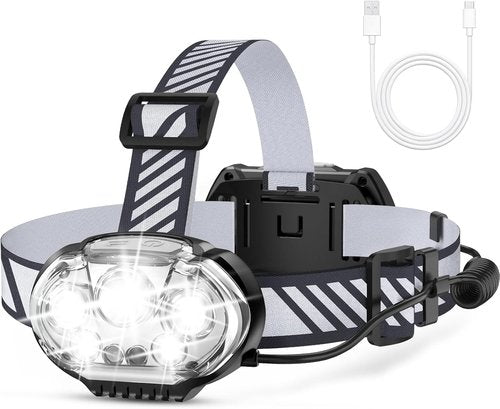 MIOISY Ultra-Bright Rechargeable Headlamp - 5 LED Modes, IPX4 Waterproof | Perfect for Hiking, Camping & More