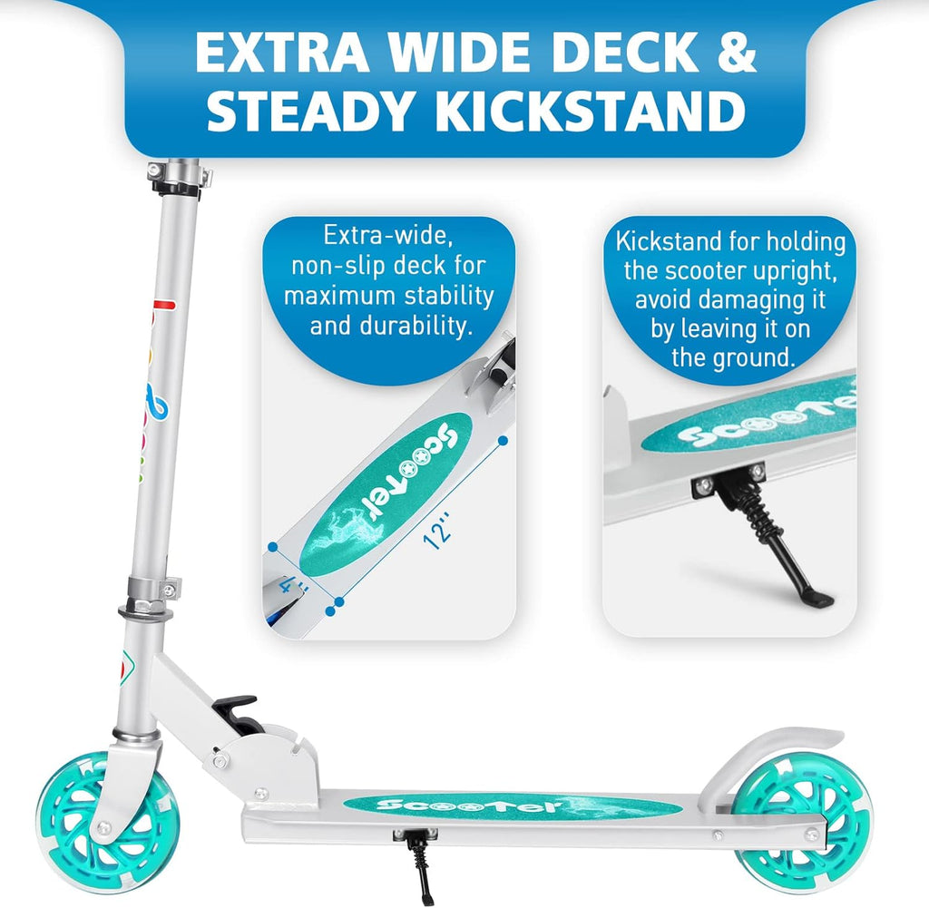 BELEEV V1 Kick Scooter for Kids - 2 Wheel Folding Design, Adjustable Height, Light Up Wheels | Ages 3-12