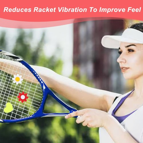 LLOUSSAK 8Pcs Tennis Racket Dampener, Silicone Tennis Dampener for Racket, Heart & Flower Racket String Damping Tennis Accessories for Tennis Racquet (4 Colors)