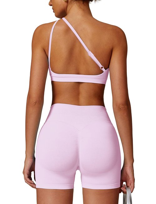AGYMNX 2 Piece Workout Sets for Women High Waisted Seamless Butt Lifting Shorts Gym Yoga Outfit Stretchy Sports Bra Sets