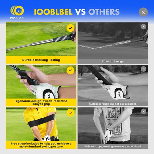 IOOBLBEI Retractable Golf Swing Trainer, Golf Training Aid & Golf Grip Trainer for Right-Handed Golfer, Strength & Tempo Stick Training, Telescopic Club for Beginners Chipping Hitting Practice