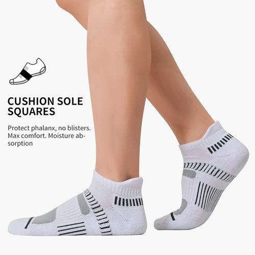 COOPLUS Men's Athletic Ankle Socks - Cushioned, Breathable, Low Cut with Arch Support | 6 Pairs