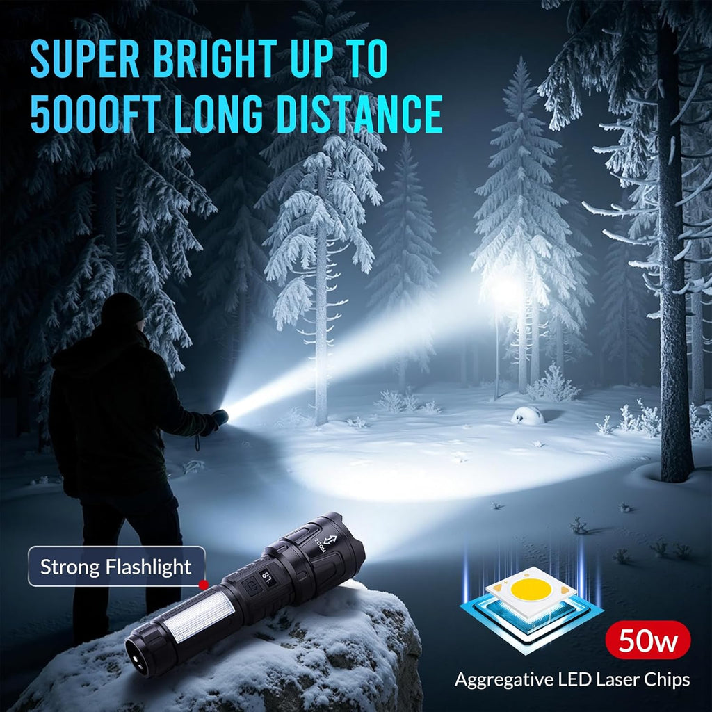 Skiennix Tactical LED Flashlights - Super Bright Rechargeable 1,500,000L with 6 Modes | 2-Pack