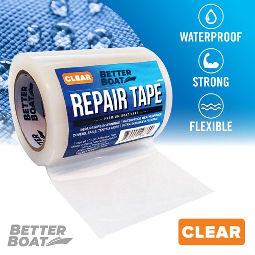Better Boat Repair Tape - Heavy Duty Clear Waterproof Patch for Fabric & Vinyl | 30ft x 3in
