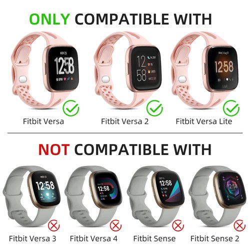 Odbeai 4 Pack Slim Sport Bands Compatible with Fitbit Versa 2 / Versa/Versa Lite/Versa SE ，Versa 2 Bands Women Men，Thin & Breathable Soft Silicone Replacement Wrist Bands for Versa Watch