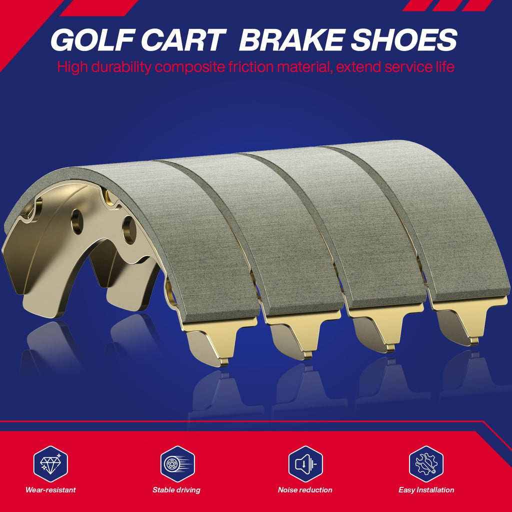 SUPGCPER 4 PCS Long Golf Cart Universal Brake Shoes, Fit Club Car DS&Carryall 1981-1994, EZGO XI-Serial 1983-1986, for Yamaha G1 1978-1980 2-Cycle, Golf Cart Brake Pads Replace OEM# 101146302 1011296