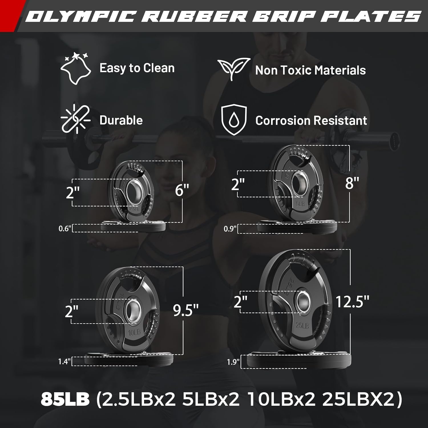 RitFit Olympic Barbell Weight Set - 4/6FT Bar with 55-115LB Plates for Weightlifting & Strength Training