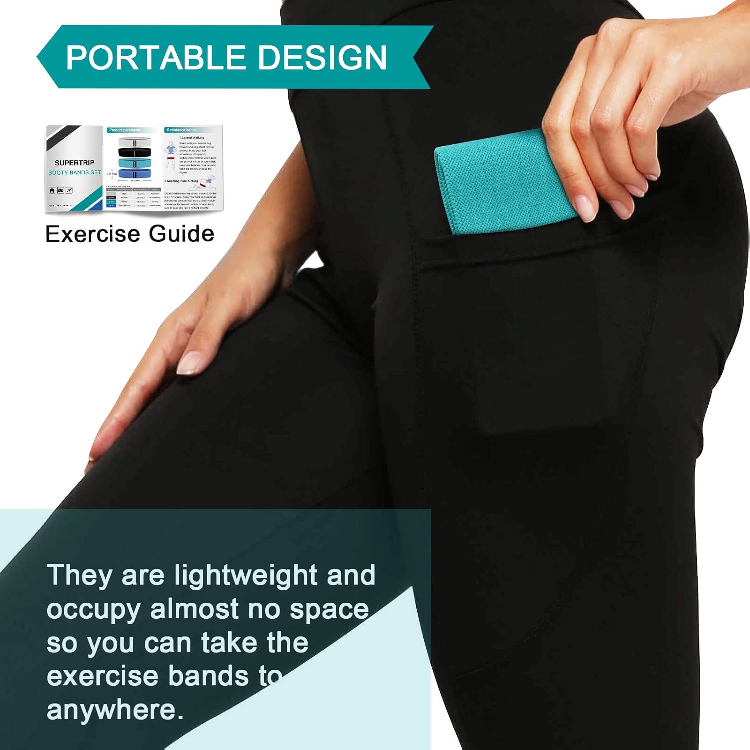 Supertrip Fabric Resistance Bands - Non-Slip Booty Bands Set for Legs & Butt | Elastic Workout Bands