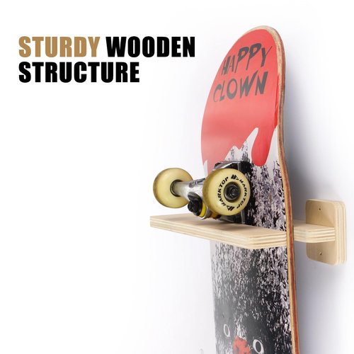 Halloscume 12 Inch Skateboard Wall Mount Holder Single Board Storage Skateboard Wall Display Hanger Holder with Screws Long Board Storage Deck Display for Home Garage(for 1 Boards)
