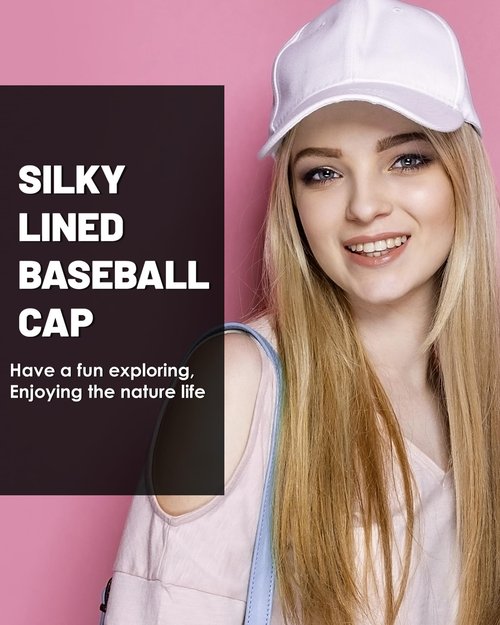 Womens Satin Lined Unstructured Baseball Cap Unisex Silk Lining Washed Cotton Adjustable Vintage Dad Hat White