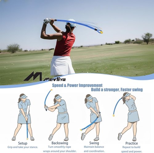 Mevfiya Golf Rope Swing Trainer – Golf Swing Speed Trainer & Golf Swing Aid for Improving Tempo, Rhythm, Flexibility, and Strength | Professional Golf Training Aid for Warm-Up & Swing Practice（Black）