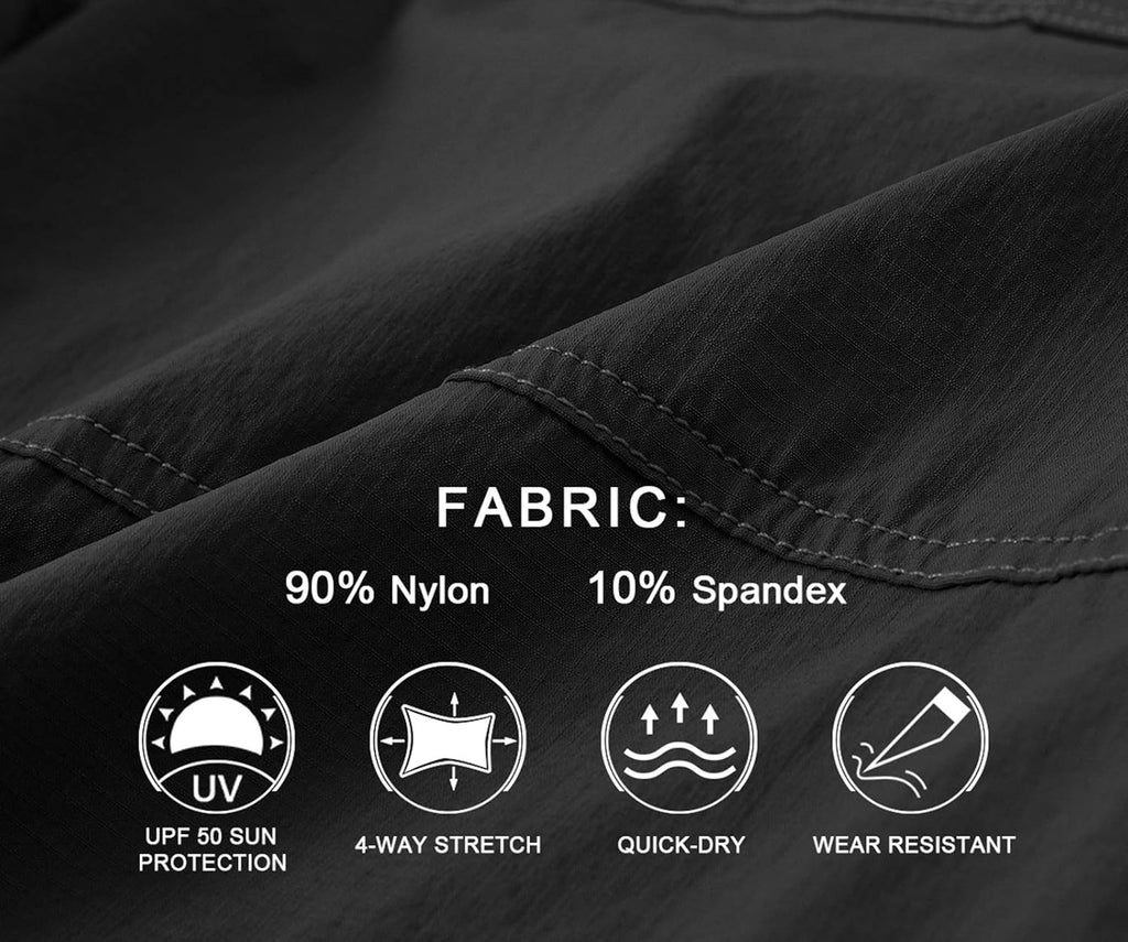 BASUDAM Men's Cargo Hiking Shorts - Lightweight, Quick-Dry Fabric with 6 Pockets for Camping & Travel