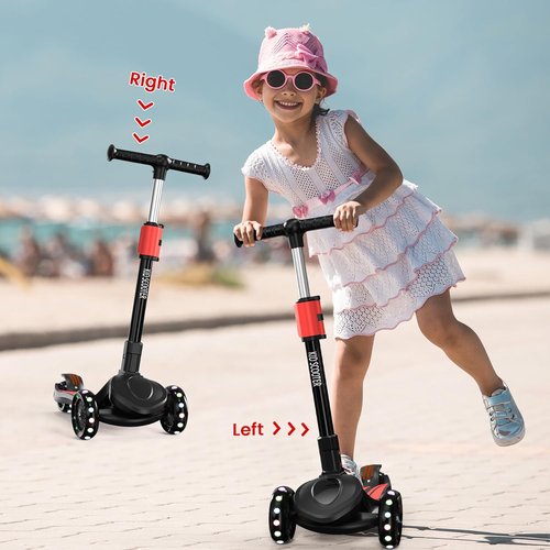 KickScoot 2-in-1 Adjustable Kick Scooter for Kids 3-12 | 5-Level Handlebar, Removable Seat & LED Wheels