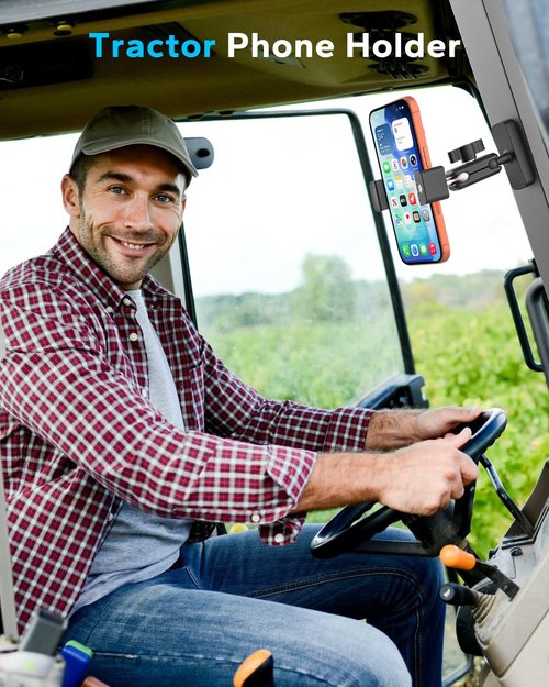 GDZN Alloy Magnetic Phone Holder, [Strong N56 Magnet] 360° Adjustable Magnetic Phone Mount for Gym/Golf Cart/Tractor/Forklift/Boat/Fridge/Metal Surface, Fit for iPhone 17 16 15, Galaxy, 4-7" Phone