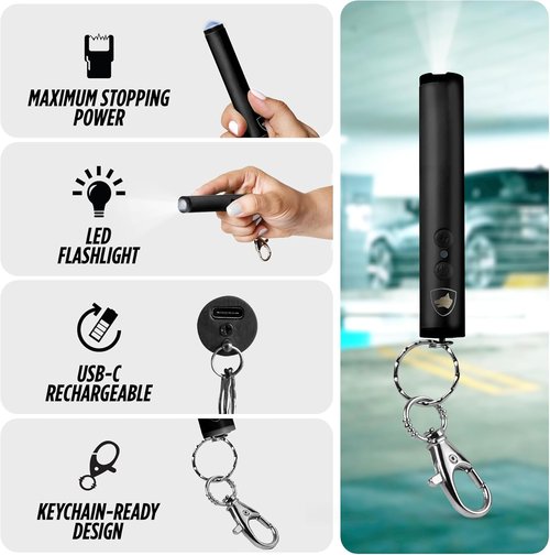 Guard Dog Security Enlight Mini Stun Gun - Keychain-Friendly Self Defense Tool with LED Flashlight & USB-C Rechargeable
