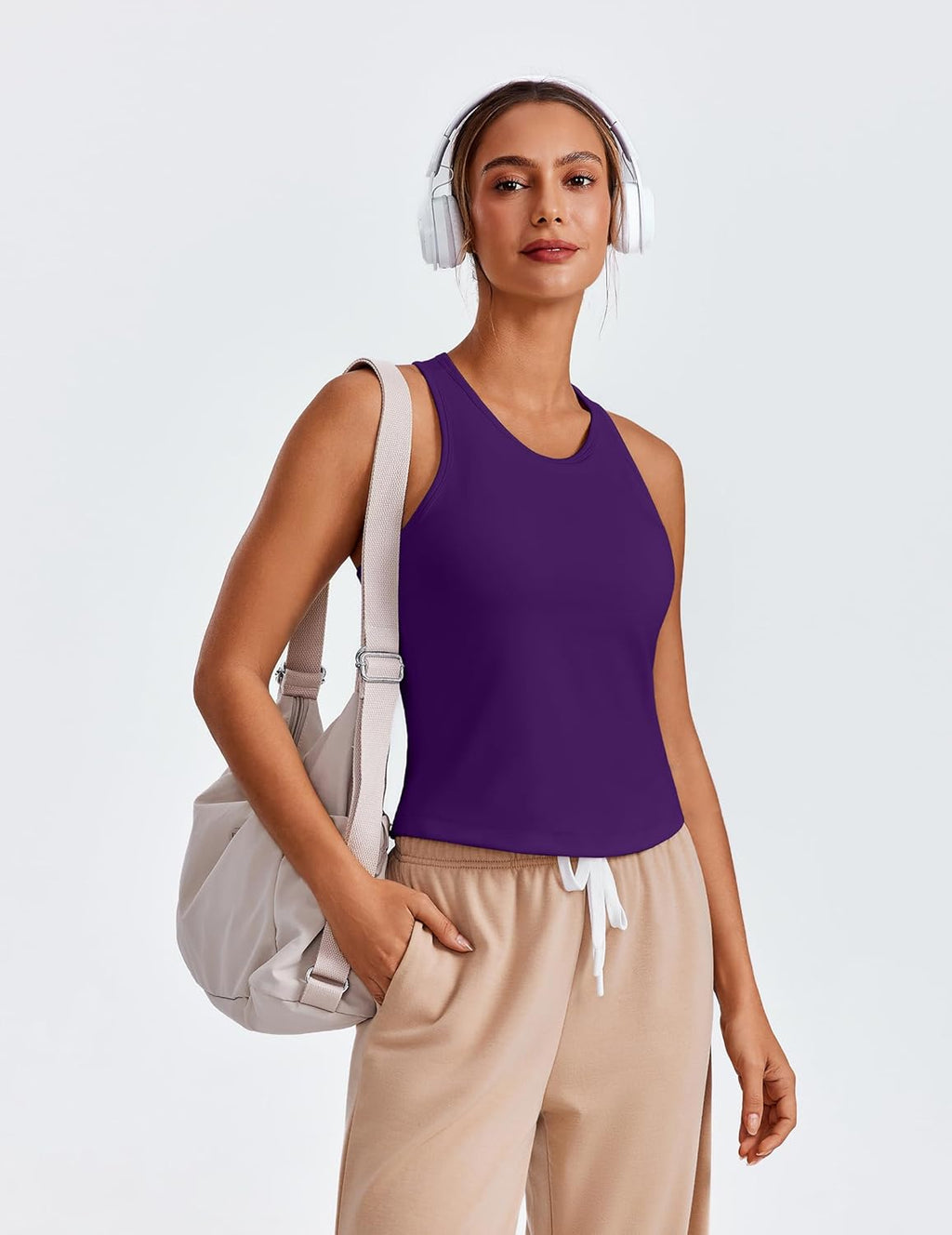 PINSPARK Workout Tops for Women - Racerback Tank with Built-In Bra | Padded Athletic Yoga Shirt