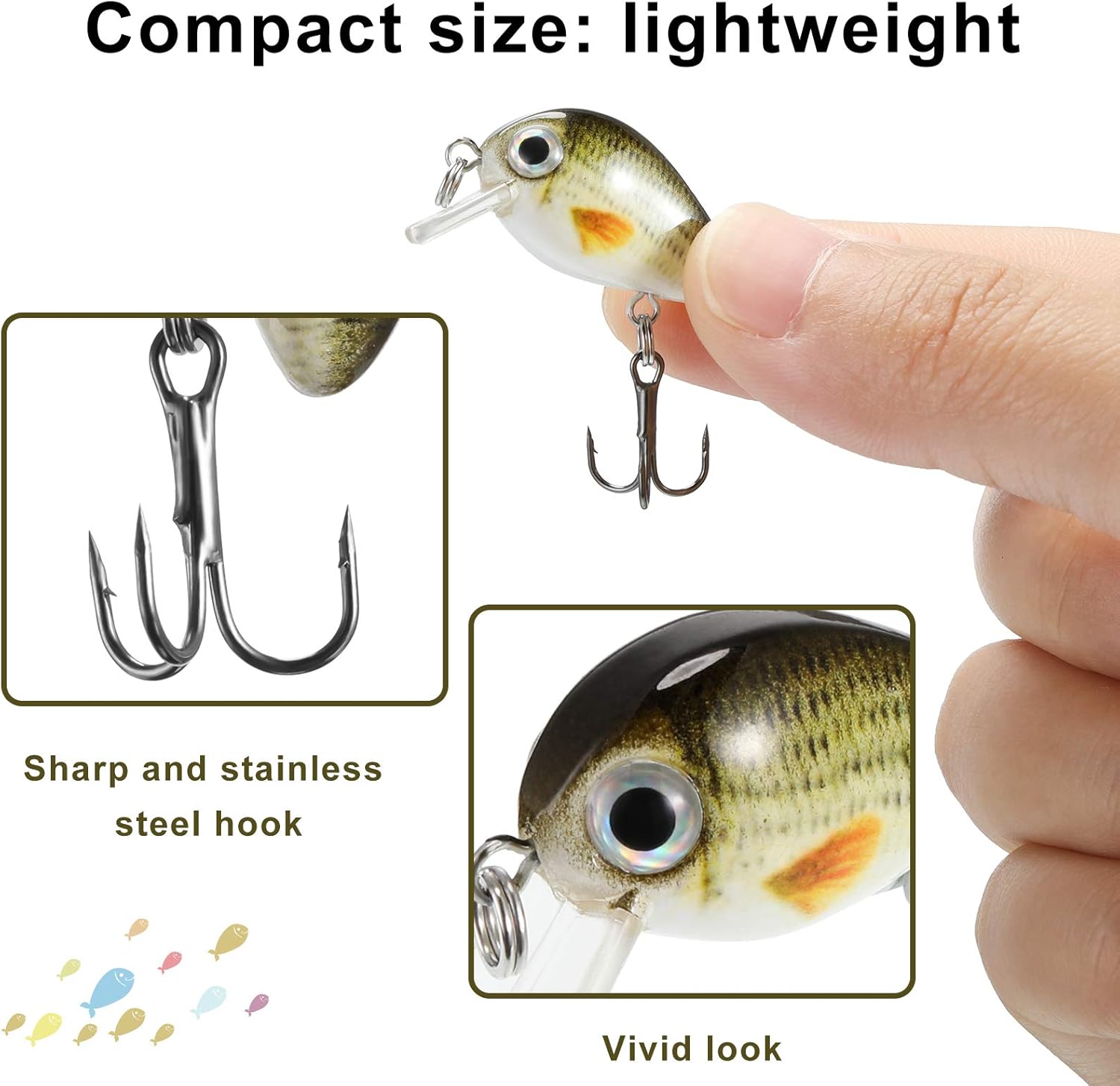 Skylety Mini Fishing Lures - 10-Piece Hard Bait Set for Freshwater & Saltwater | Perfect for Trout, Bass, Perch