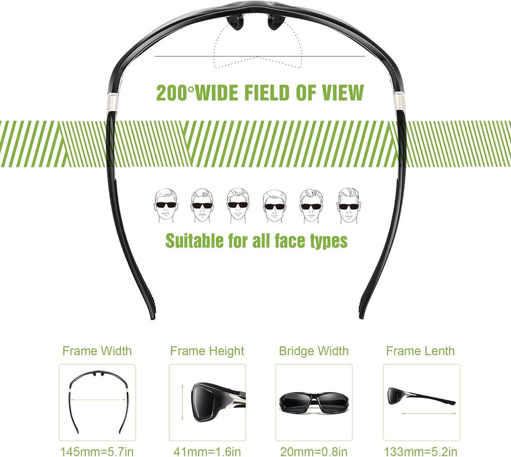 Skiennix Polarized Sports Sunglasses - UV Protection for Men | 3 Pack for Cycling, Fishing, Driving