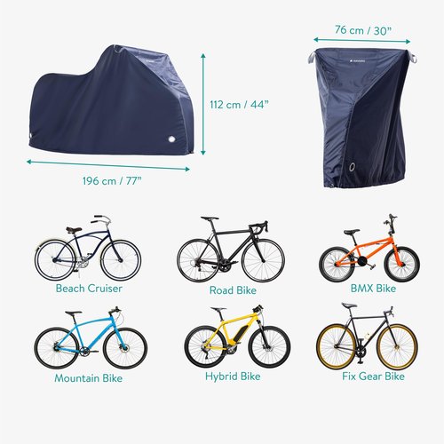 Navaris Bike Cover - Durable Water-Resistant Polyester - Cycle Covers for Outside and Inside Storage - Adjustable & Universal Outdoor Bicycle Rain Cover Accessories - Navy, Large