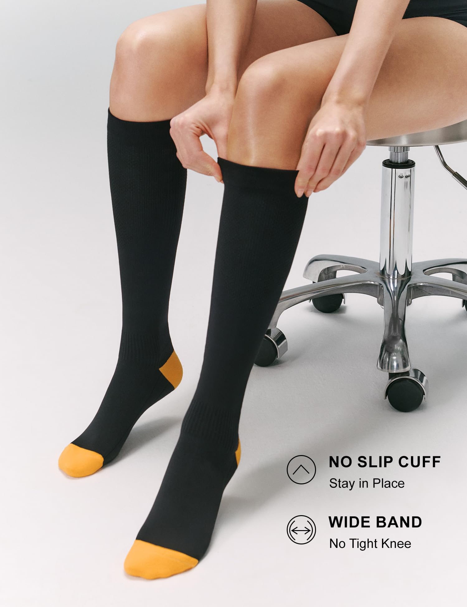 FITRELL 3 Pairs Compression Socks for Women and Men 20-30mmHg- Support Socks for Travel, Running, Nurse, Knee High, Across the Waves, Black+White+Orange+Blue S/M