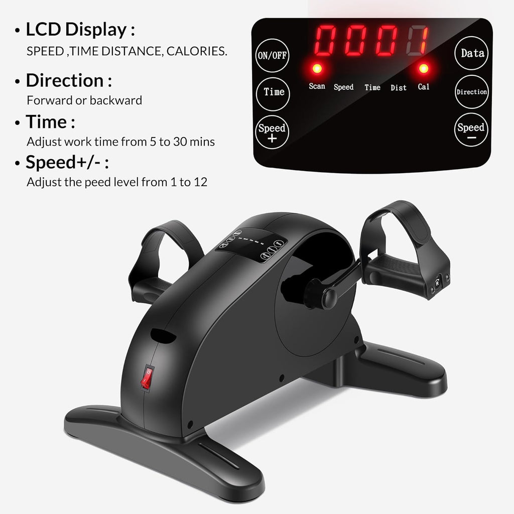 Skiennix Electric Pedal Exerciser - Mini Motorized Bike for Low Impact Leg & Arm Workouts